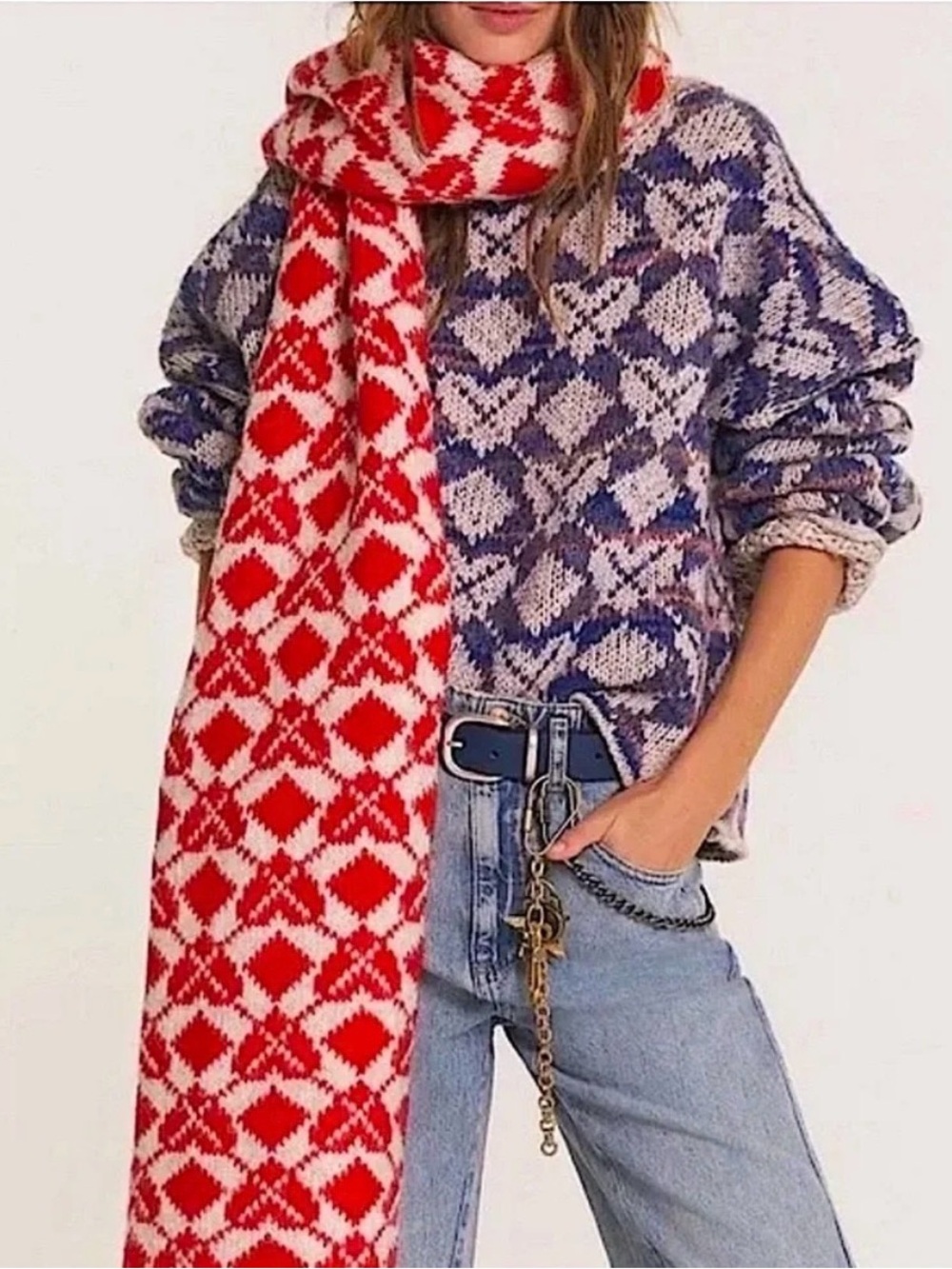 BNWT FREE PEOPLE Matchback wool blend knit long scarf